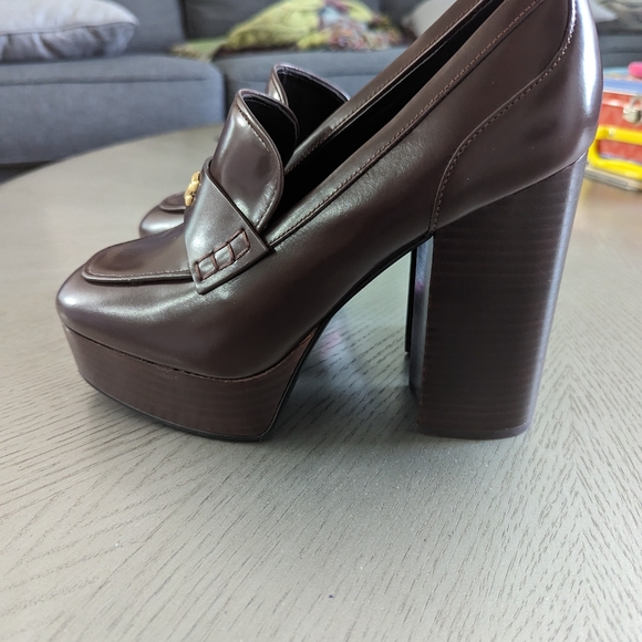 COACH Ilyse Leather Platform Block Heel Loafer Pumps - Picture 11 of 12